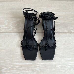 3/$10 Forever 21 Elegant Black Strappy Square Block Heels